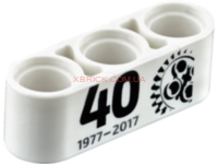 Technic, Liftarm 1 x 3 Thick with Black '40 1977 - 2017' and 24 Tooth Gear Pattern 32523pb11