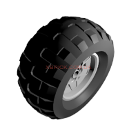 Комплект 2×Light Bluish Gray Wheel 43.2mm D. x 26mm Technic Racing Small, 6 Pin Holes with Black Tire 81.6 x 38 R Balloon 56908 / 45982