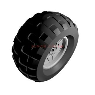 Комплект 2×Light Bluish Gray Wheel 43.2mm D. x 26mm Technic Racing Small, 6 Pin Holes with Black Tire 81.6 x 38 R Balloon 56908 / 45982