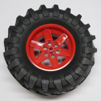 Комплект 2×Wheel 56mm D. x 34mm Technic Racing Medium, 6 Pin Holes with Black Tire 107 x 44R (15038 / 23798)*