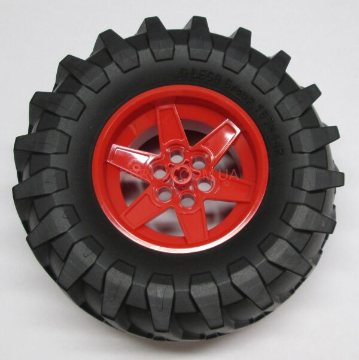 Комплект 2×Wheel 56mm D. x 34mm Technic Racing Medium, 6 Pin Holes with Black Tire 107 x 44R (15038 / 23798)*