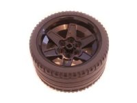Комплект 2×Wheel 56mm D. x 34mm Technic Racing Medium, 6 Pin Holes with Black Tire 68.8 x 36 ZR (15038 / 44771)