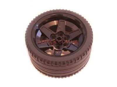 Комплект 2×Wheel 56mm D. x 34mm Technic Racing Medium, 6 Pin Holes with Black Tire 68.8 x 36 ZR (15038 / 44771)